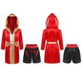 thumbnail image 3 of Zaldita Enfants Garçons Filles Costumes de Boxe Tenue de Boxeur Déguisement Tenue de Fête 2 Pcs Peignoir de Kickboxeur et Ensembles de Shorts de Boxe Bourgogne&Noir 12, 3 of 4