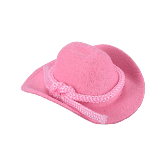 Uxcell Mini Cowboy Hats, Pink Miniature Western Cowboy Hat Tiny Dollhouse Accessories for Crafts Dolls Wedding Party Dress Decoration Hair Accessories Snowman,2.6 x 2 x 1.2 Inch