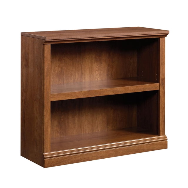 Sauder Select Bibliothèque à 2 Tablettes en Bois d'Ingénierie Brun Moyen avec Deux Tablettes Spacieuses, Dont une Réglable, avec Moulures Classiques sur le Dessus et la base, Idéale pour le Mobilier de Bureau et les Bibliothèques, Convient Aussi au Rangement Multi-Pièces.