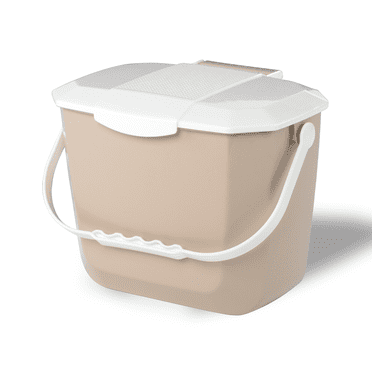 Nova Products 2 Gallons (8L) Kitchen Organic Food Waste Collection Compost Bin - Composting Solution for Organic Waste, Perfect for Home or Office Use (Beige/White) - (Made in Canada)
