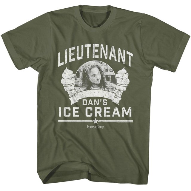 Forrest Gump Lt Dan Ice Cream Military Green Adult T-Shirt