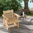 thumbnail image 2 of Patiojoy 1PC Outdoor Fir Wood Rocking Chair Outdoor Glider Chair with Rotatable Hidden Cup Holder and Curved Seat, 2 of 8