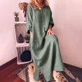 thumbnail image 4 of LLYwey Deals Liquidation Robes Mini pour Femmes Mode Été Décontracté Manches Longues Uni Lin Longue Robe Nouvelle Robes d'Invitée de Mariage Vert-1 TG, 4 of 9