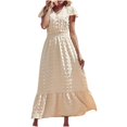 thumbnail image 1 of Mefallenssiah Women'S Short Sleeved Solid Color Short Sleeved V-Neck Dress, 1 of 1