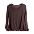 thumbnail image 1 of MeetoTime Women's Long Sleeve Shirts Soft Lightweight Undershirts V-Neck Slim Tees Basic Layer Pullover Tops, 1 of 5