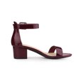 thumbnail image 3 of BLISSFUL STEP Women's Shoes Open Toe Block Heel Ankle Strap Sandals Burgundy 9.5, 3 of 8