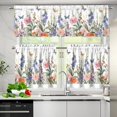 thumbnail image 4 of Butterfly Floral Kitchen Curtains Tiers and Valances Set, Rod Pocket Valance Short Window Treatment Decor Curtains, 3 Pieces Set Window Decorations, Easy to Install, 4 of 5