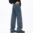 thumbnail image 4 of RKSTN Mens Pants Plush Thick Jeans With Elastic Drawstring Loose Oversized Straight Leg Pants Long Pants Soft Comfortable Workout Pants, 4 of 5
