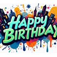 thumbnail image 4 of Colorful Happy Birthday Backdrop Banner Graffiti Wall Style Decorations Party Supplies Background Photography Props Birthday Party Decor Celebration, 4 of 4