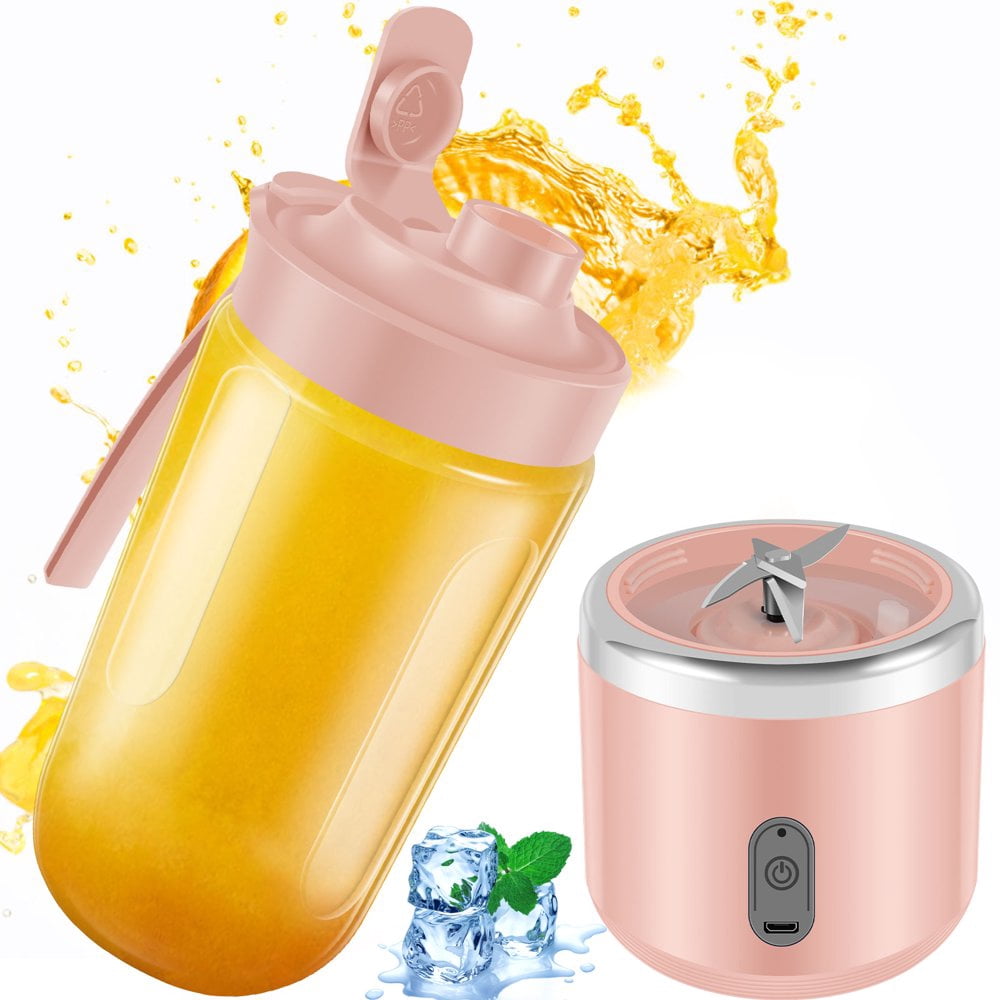 Mini Juice Blender 400ml Portable Blender Six Blade Juice Mixer Blender Smoothie Blender for Travel Juice Blue