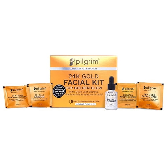 Pilgrim 24K Gold Facial Kit for Instant Radiance & Golden Glow