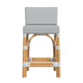 thumbnail image 2 of Butler Specialty Tabouret de Comptoir en Rotin Bas 24,5 Pouces - Gris/blanc, 2 of 8