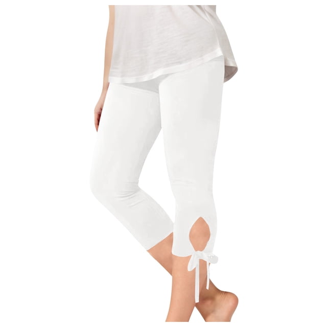 Leggings Capris Unis pour Filles Leggings Raccourcis d'Été pour Danse Décontractée Blanc 5 Ans