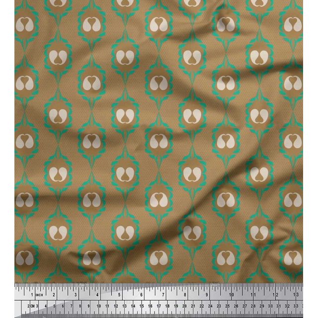 Soimoi Cotton Cambric Fabric Check,Paisley & Ogee Damask Decor Fabric Printed Yard 56 Inch Wide