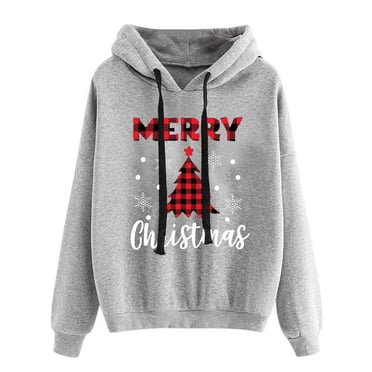 EGNMCR Chandail de Noël pour Femme, Mode Décontractée, Manches Longues, Imprimé de Noël, Chandail à Capuche, Hauts, Blouse, Chandails à Capuchon pour Femmes