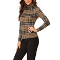 thumbnail image 4 of Hauts à Col Roulé à Manches Longues pour Femmes Extensibles Ajustés Noël Xmas Chemise de Fête L Brun, 4 of 8