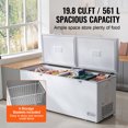 thumbnail image 2 of KFFKFF Chest Freezer, 19.8 Cu.ft / 561 L Spacious Deep Freezer with Dual Secure Locking Lids, Independent Commercial Chest Freezer & 4 Detachable Baskets, 7-Level Temperature Control, 2 of 9