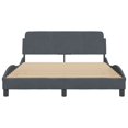 thumbnail image 2 of vidaXL Bed Frame with Headboard Dark Grey 137x190 cm Velvet, 2 of 5