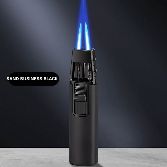 HLONK Windproof Blue Flame Butane Torch Lighter with Adjustable Flame Settings Refillable Alloy Body Ceramic Heat Insulation & Fire Lock 1300°C Max Temperature Compact 96x23x17mm Des