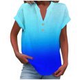 thumbnail image 1 of fatyb Womens Printed V Neck Tops Short Sleeve Button V Neck Tshirts Lightweight Summer Beach Blouses, 1 of 5