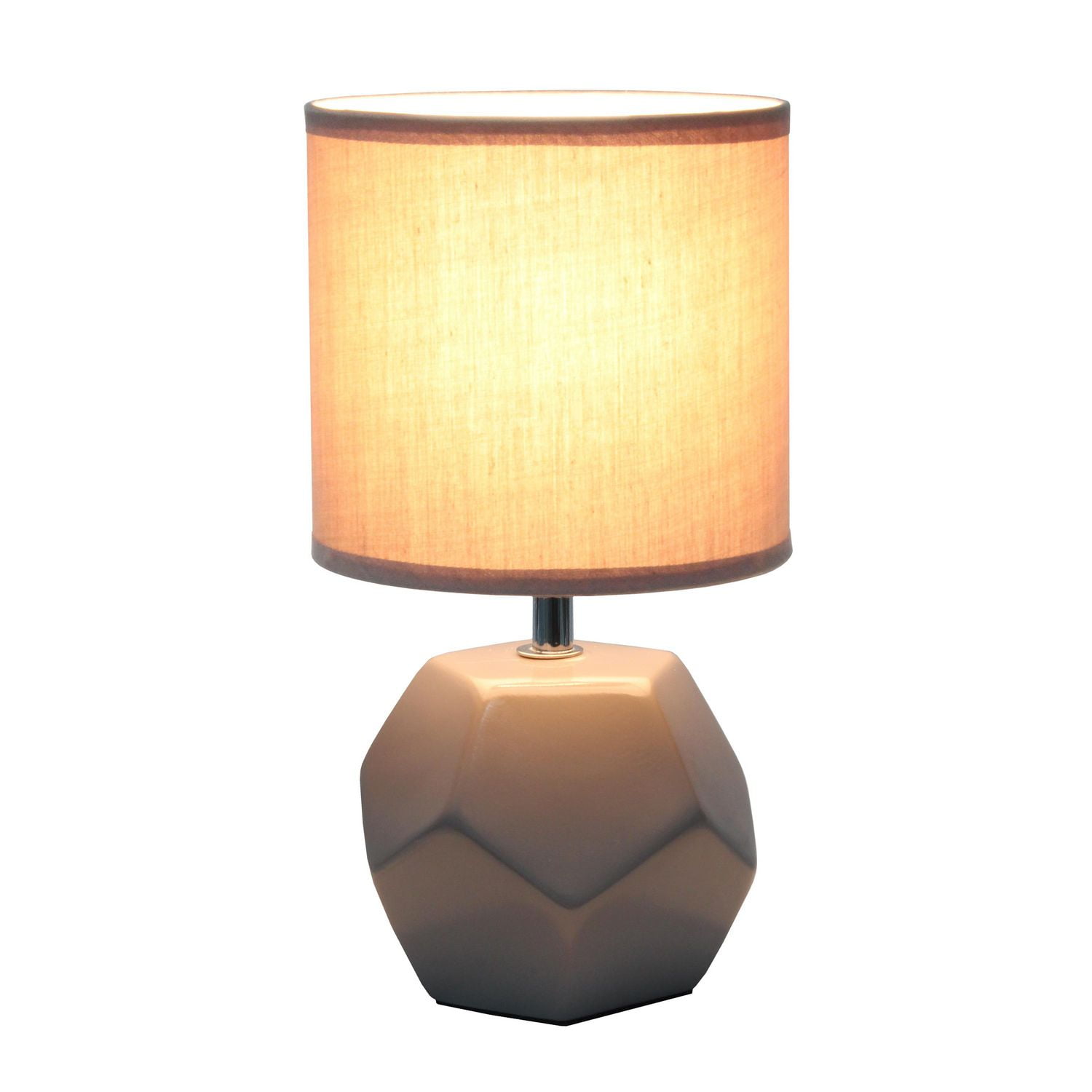 Simple Designs - Mini lampe de table à prisme rond avec abat-jour en tissu assorti