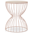 thumbnail image 1 of Bouclair Pink Metal and Natural Wood Hourglass Side Table, 1 of 10