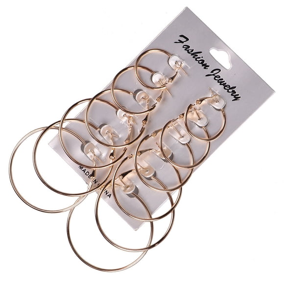 Earrings for Women Gold Hoop Earrings 2Set 12Pairs Vintage Silver Gold Big Circle Hoop Earrings Women Steampunk Ear