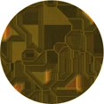 thumbnail image 1 of Ahgly Tapis Rond Lavable en Machine Intérieur Transitionnel Brun Bronze Foncé, 3 Pieds Rond, 1 of 7