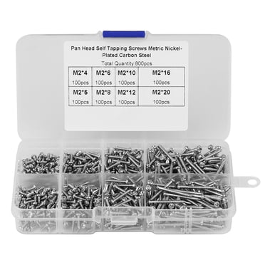 Vis autotaraudeuses 800 Pcs M2 Vis autotaraudeuses à tête cylindrique à entraînement croisé fixation pour le travail du bois pour l'électronique de l'énergie machines d'appareils électriques avec boîte