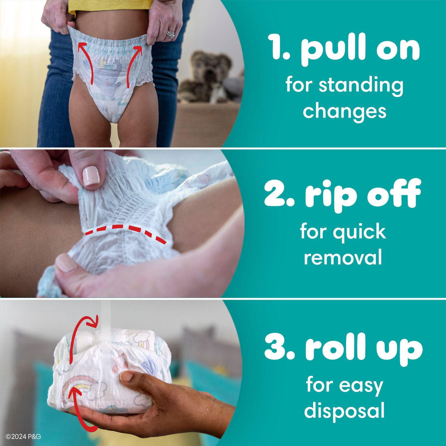 Pampers Couches - Swaddlers 360° - Taille 3, jusqu'à 100 % Anti-Fuites avec Ajustement Sec et Confortable, Onglets Faciles à Enlever Conçus pour des Changements Faciles, Couche à Enfiler