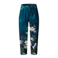 thumbnail image 4 of Jsaierl Cotton Linen Pants for Women Elastic Waist Crop Pants Plus Size Straight Leg Slack Casual Trouser with Pockets, 4 of 4