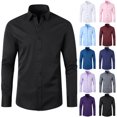 thumbnail image 3 of aohooy Dress Shirts for Men 2025 Long Sleeve Regular Fit Button Down Work Shirts Stretch Wrinkle-Free Business Formal Shirt Gray,L, 3 of 3