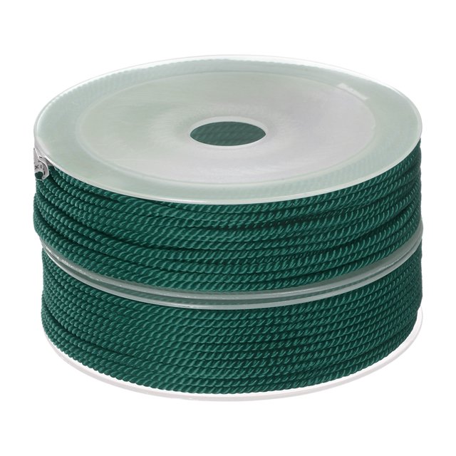 Unique Bargains 2 Pack Twisted Nylon Twine Thread Beading Cord 2mm 13M/43 Feet Extra Strong Braided Nylon String, Dark Green