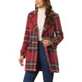 thumbnail image 4 of INSPIRE CHIC Manteau à Carreaux à Manches Longues à Col Cranté pour Femmes Rouge Vert P, 4 of 6