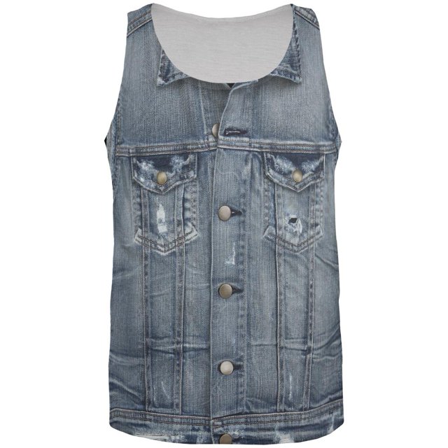 Débardeur en Denim Bleu d'Halloween à Imprimé Intégral pour Adulte