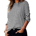 thumbnail image 4 of Timegard Hauts pour Femmes à Rayures à Manches Longues Col Ras du Cou Blouse Ample et Confortable Hauts Habillés Décontractés Vêtements d'Automne, 4 of 8