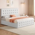 thumbnail image 3 of Bed Frame with 4 Storage Drawers and Adjustable Headboard, Upholstered Mattress Foundation with Skin-Frienly Linen, No Box Spring Needed, 3 of 9