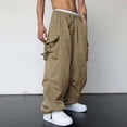 thumbnail image 1 of AherBiu Cargo Pants For Men Baggy Drawstring Elastic Waisted Oversized Joggers With Multi Pockets Lightweight Casual Loose Trousers, 1 of 9