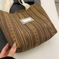 thumbnail image 4 of FHBVT Canvas Tote Bag Striped Handbag for Women Large Capacity for Commuting, Shopping, Classroom Use with Reinforced Stitching and Practical Storage for Books, Tablets, and Everyday Items, 4 of 6
