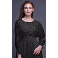 thumbnail image 5 of Bimba Robe Maxi à Volants pour Femmes, Géométrique, Manches Bishop, Col Rond, Taille Smockée - Petit, 5 of 5