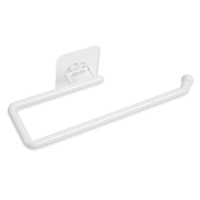 tredstone Kitchen Paper Roll Holder Wall Mount Self-adhesive Rag Rack Punch-free 180 Degree Movable Hanging Shelf Accessories White