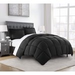 Chezmoi Collection 3-Piece Down Alternative Comforter Set (Oversized King, Black)