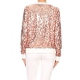 thumbnail image 2 of Womens Long Sleeve Sequin Front Zip Jacket Long Sleeve Ribbed Cuffs Outerwear Tops, 2 of 5