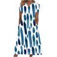 thumbnail image 2 of SMihono Robe d'Été Bohème pour Femmes Grande Taille Mode Décontractée d'Été avec Poches Manches Courtes Imprimée Col en V, 2 of 4