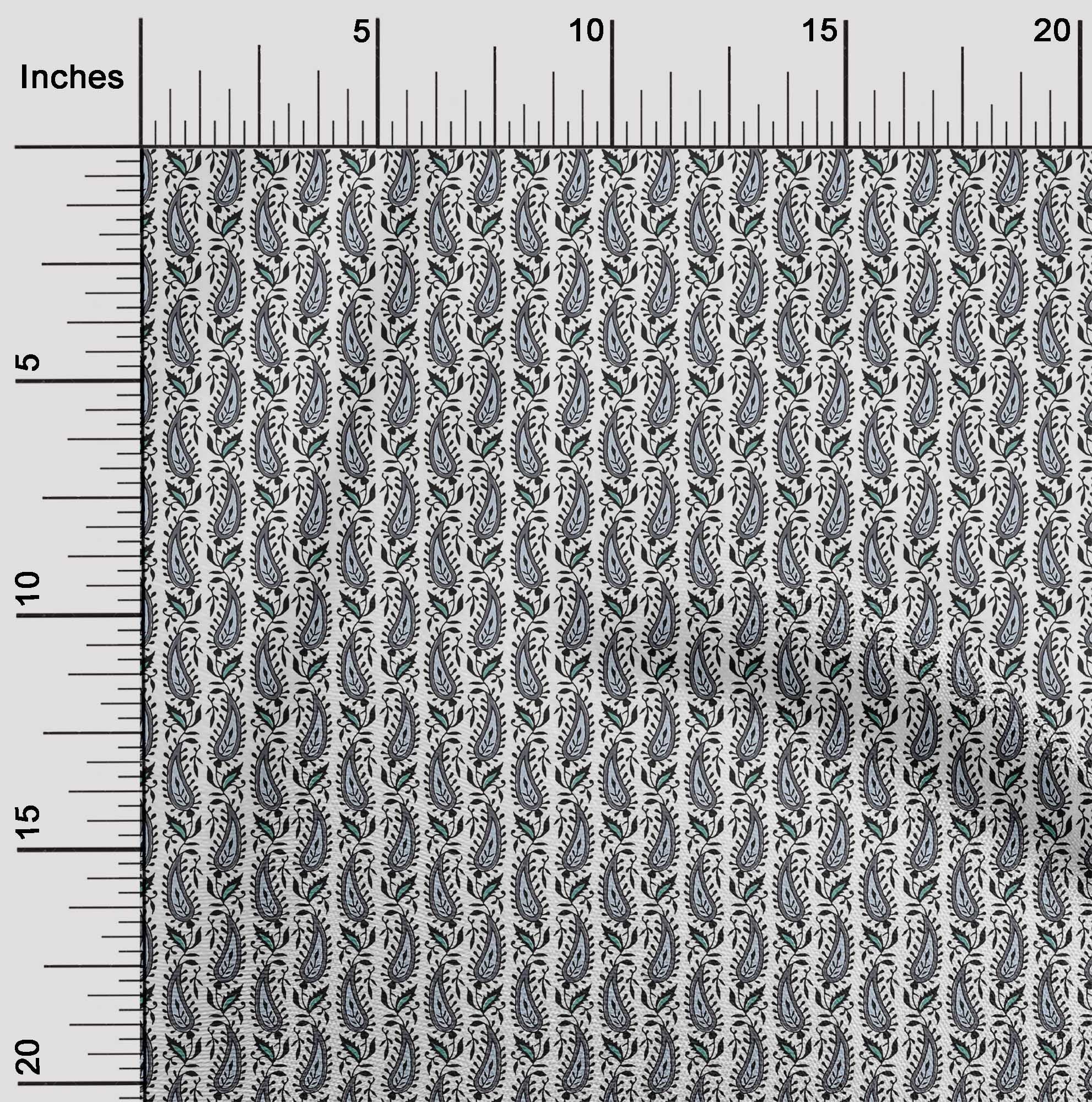 oneOone Cotton Flex Fabric Leaves & Paisley Block Print Fabric BTY 40 Inch Wide