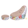thumbnail image 2 of Inflatable Lounger Chair, Cozy Inflatable Couch Soft Flocking Waterproofing Folding with Foot Stool for Outdoor Camping Brown, 2 of 7