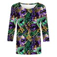 thumbnail image 5 of Penkiiy Blouse Carnaval Manches 3/4 Chemise de Printemps Quotidienne Tee Imprimé Masque Blouse Mardi Gras Col Rond 2024 Tee Tunique Habillée TG Violet, 5 of 5