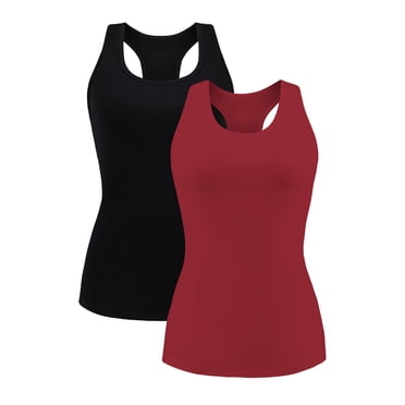 Charmo Camisole en Coton pour Femme avec Soutien-Gorge Intégré Débardeur Extensible sous-Maillots Cami 2 Paquets
