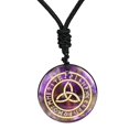 thumbnail image 4 of lionlar Pendentif Triquetra Antique Collier Pendentif Rune Bijou Rune Sculpté Lisse Noir Violet, 4 of 9