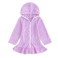 thumbnail image 1 of TIMIFIS Robe à Capuche Violette pour Tout-Petits, Chemise de Nuit pour Bébés, Fermeture Éclair, Col Rond, Fluide, Confortable, Couleur Unie, Tenue de Nuit Décontractée, Robe de Pyjama Légère pour Dormir, Tenue de Nuit Stylée pour Enfants, pour 1-5 Ans, 1 of 2